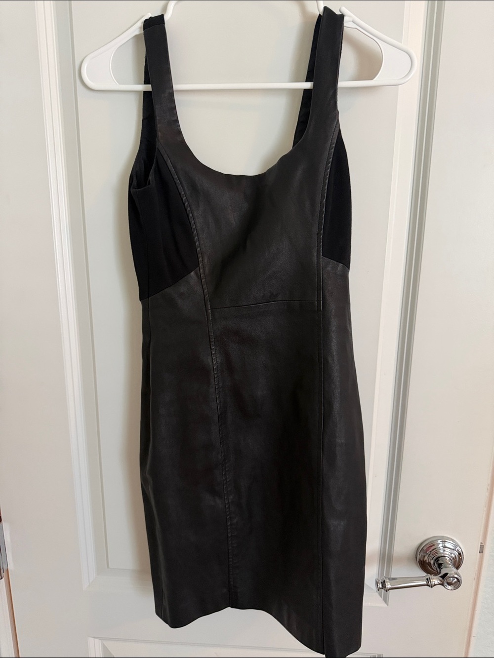 Theory Black Italian Stretch Leather Bodycon Mini Dress Size 2